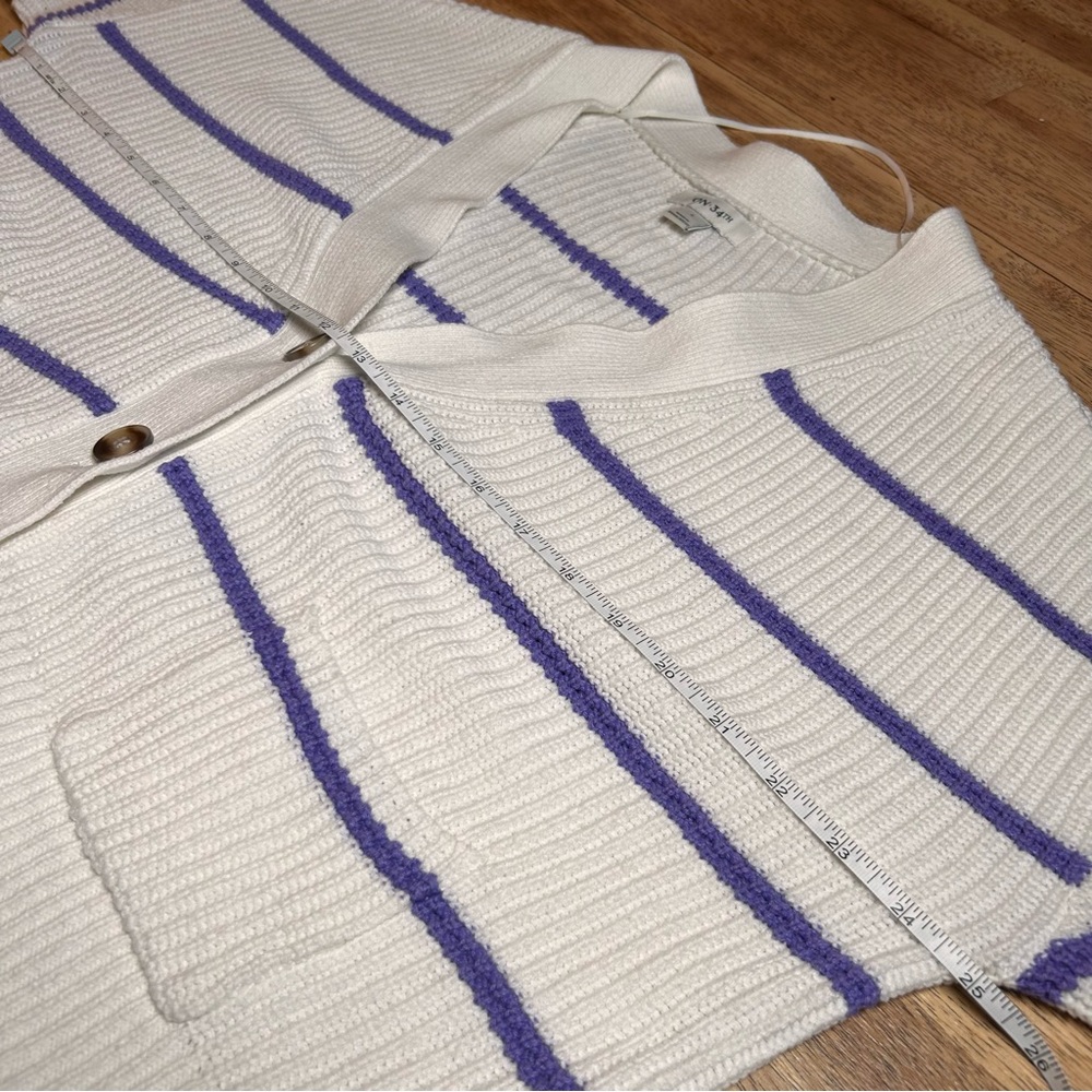 On‎ 34th Cardigan Women Large Striped Preppy Cropped Knit Button Down - Picture 8 of 10
